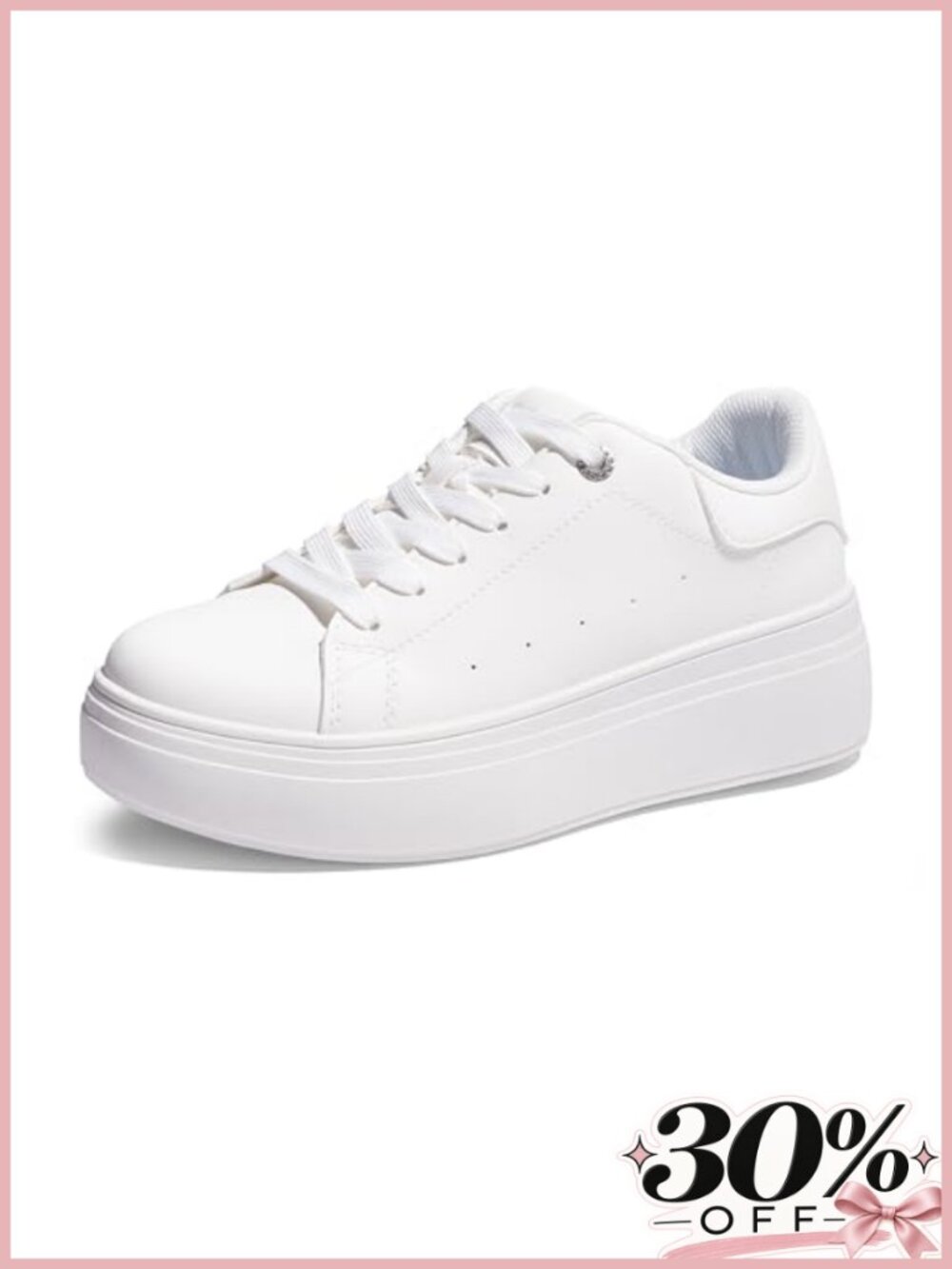 Platform Fashion Sneakers Faux Leather Anti-Slip Sole Lace Up Tennis Shoes